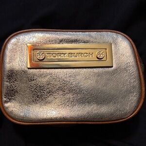 Tory Burch Metallic gold and leather zippy Pouch- gold hardware